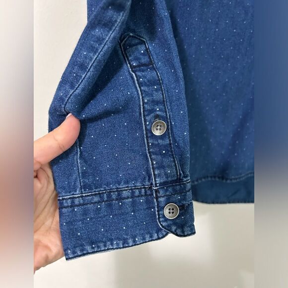 Madewell Chambray Polka Dot Long Sleeves Top - Picture 2 of 6
